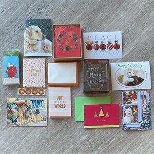 Assorted Christmas Winter Holiday Card & Gift Tag Bundle - 45 cards 16 gift tags